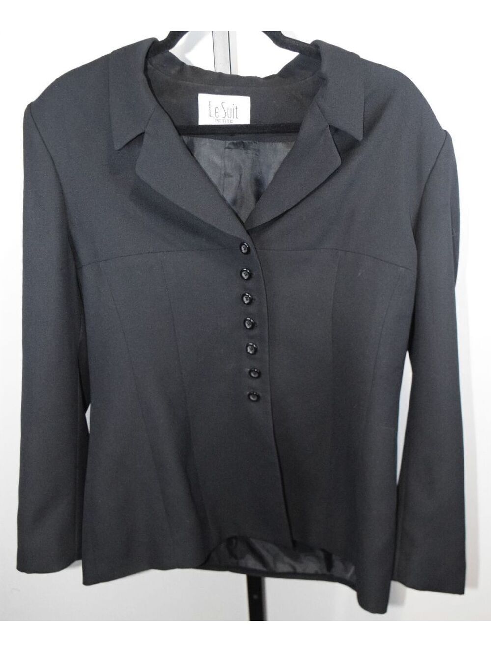 Le Suit Petite Womens 14P Black Fitted Blazer Career Office Business Jacket